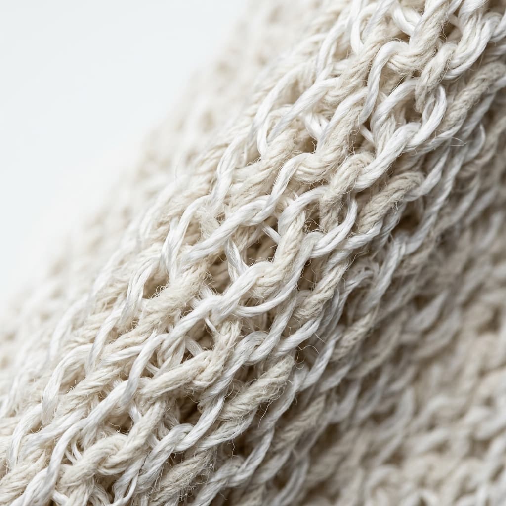 Premium knitted stockinette fabric macro details and texture